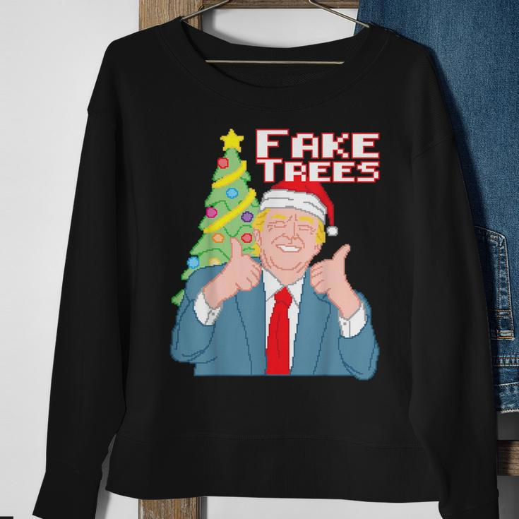 Fake Trees Us President Donald Trump Ugly Christmas Sweater Sweatshirt Gifts for Old Women