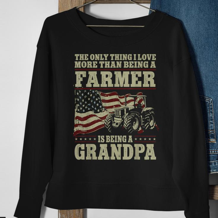 Farming Farmer Grandpa Vintage Tractor American Flag The Sweatshirt Gifts for Old Women