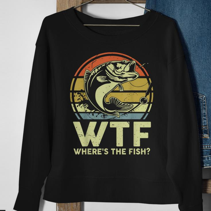 Father Day Fishing Wtf Wheres The Fish Vintage Fishing Gift For Mens Sweatshirt Gifts for Old Women