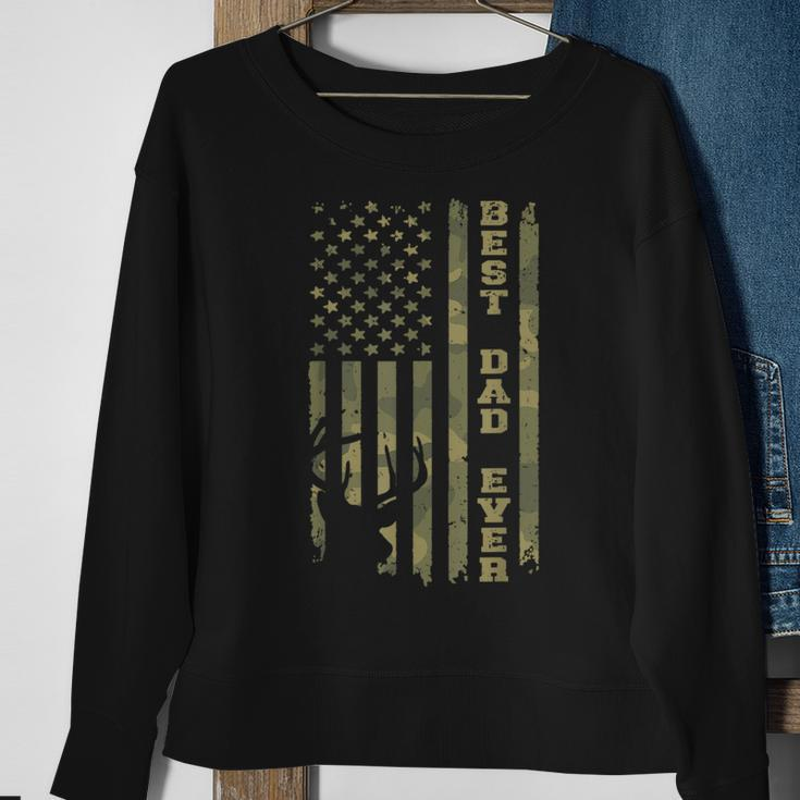 Fathers Day Best Dad Ever Vintage Camo Usa Flag Deer Hunter Sweatshirt Gifts for Old Women