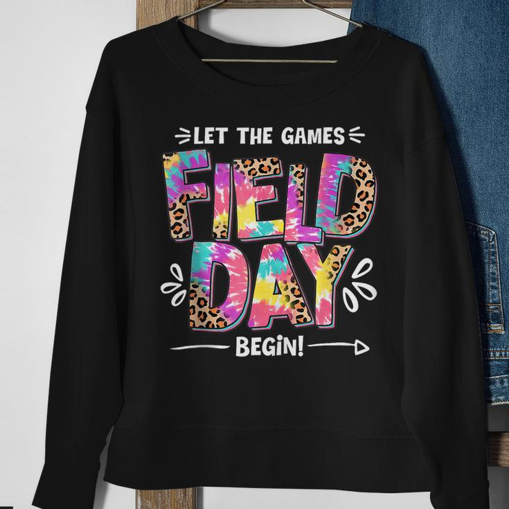 Field Day Let The Games Begin Leopard Tie Dye Field Day Sweatshirt Gifts for Old Women