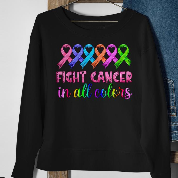 Fight Cancer In All Color Feather Breast Cancer Awareness Sweatshirt Gifts for Old Women