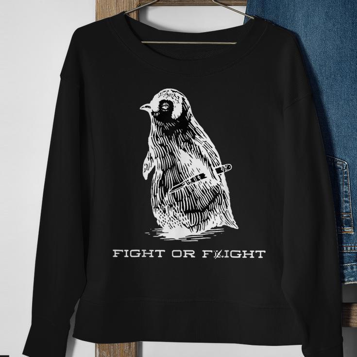 Fight Or Flight Penguin Pun Fight Or Flight Meme Sweatshirt Gifts for Old Women