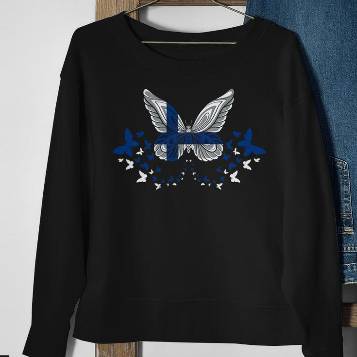 Finland Finnish Finland Flag Butterflies Sweatshirt Gifts for Old Women