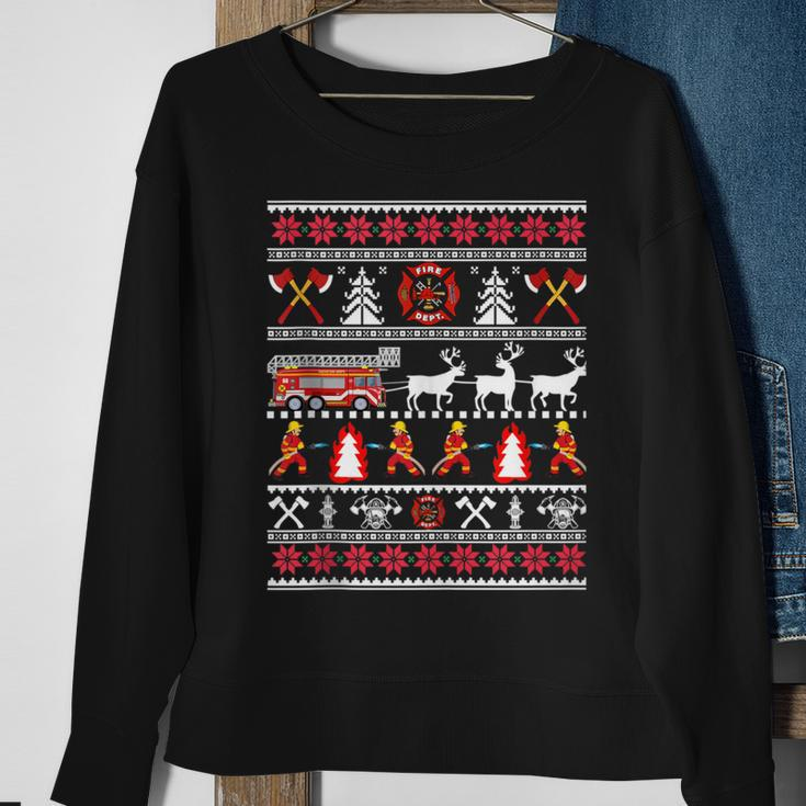 Firefighter Ugly Christmas Sweater Fireman Fire Department Sweatshirt Gifts for Old Women
