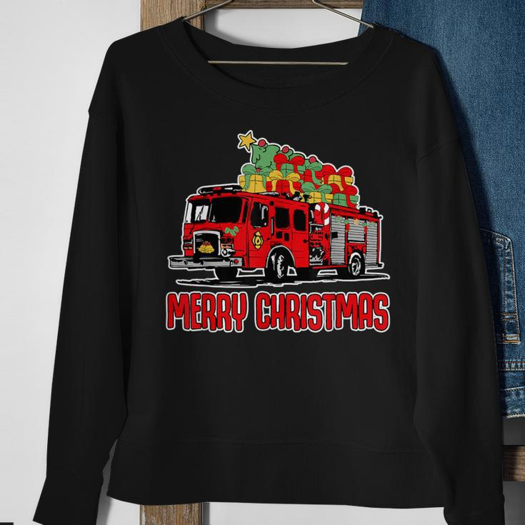 Firetruck Santa Sleigh Fireman Christmas Firefighter Sweatshirt Gifts for Old Women