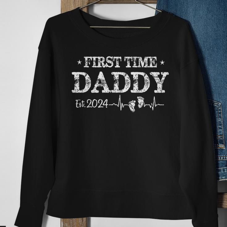 First Time Daddy New Dad Est 2024 Fathers Day Sweatshirt Gifts for Old Women