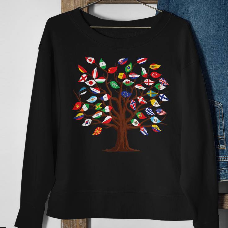 Flags Of Countries Of The World International Flag Tree Kid Sweatshirt Gifts for Old Women