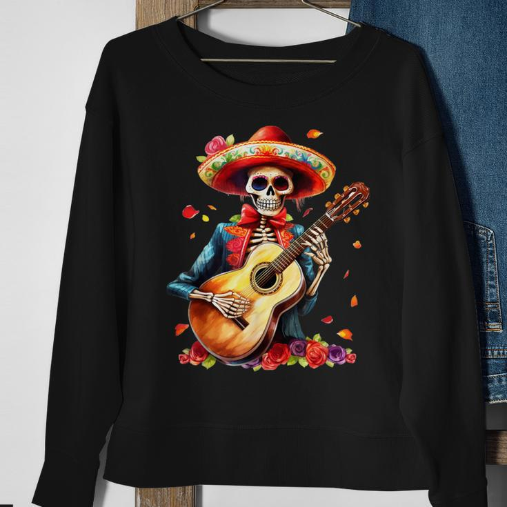 Floral Guitar Dia De Los Muertos Cute Mariachi Day Of Dead Sweatshirt Gifts for Old Women