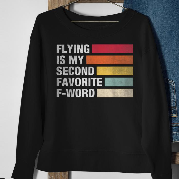 Flying Is My Second Favorite F Word Vintage Pilot Sweatshirt Gifts for Old Women