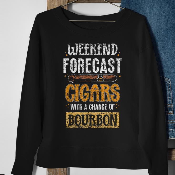 Weekend Forecast Cigars With A Chance Of Bourbon Cigar Sweatshirt Gifts for Old Women
