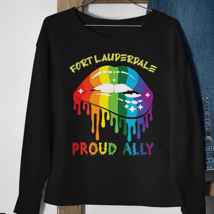 Fort Lauderdale Proud Ally Lgbtq Pride Sayings Sweatshirt Gifts for Old Women