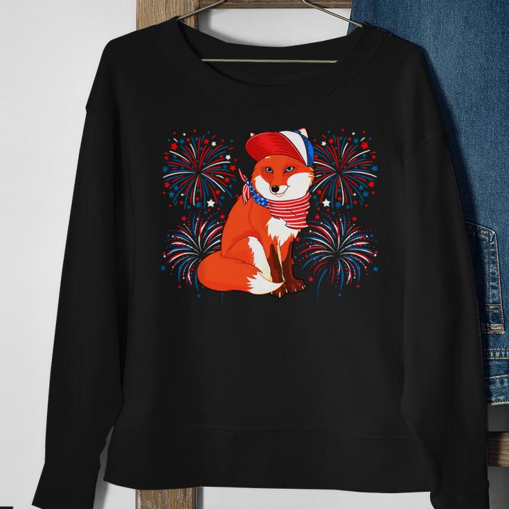 Fox 4Th Of July American Flag Fireworks Costume Animal Sweatshirt Gifts for Old Women