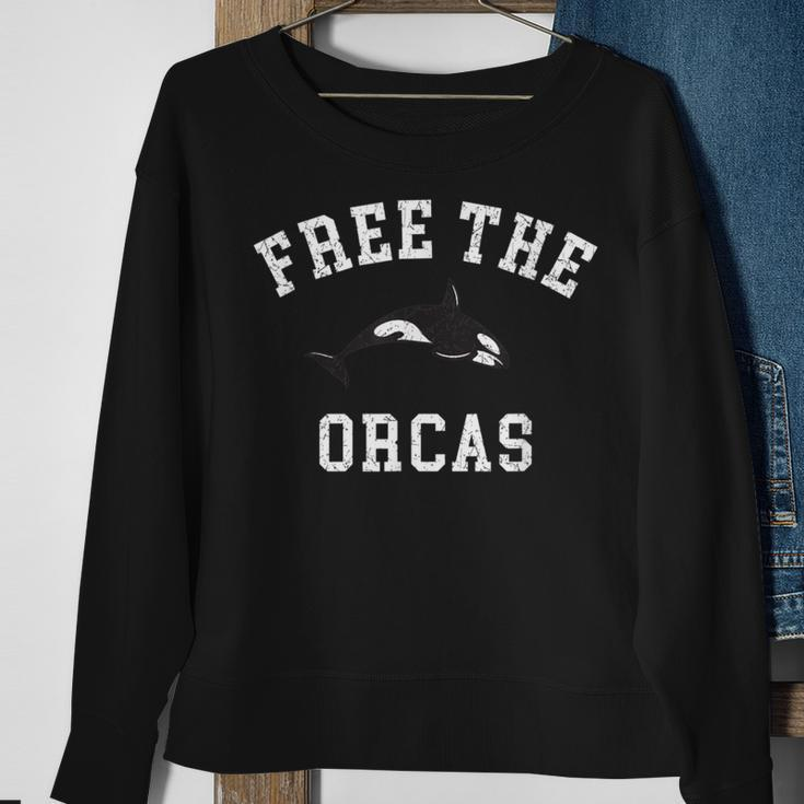 Free Orca Whales Distressed EffectSweatshirt Gifts for Old Women
