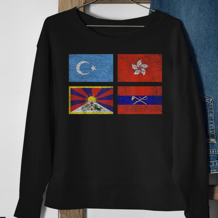 Free Tibet Uyghurs Hong Kong Inner Mongolia China Flag Sweatshirt Gifts for Old Women