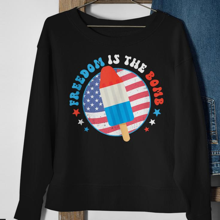 Freedom Is The Bomb Usa Flag Popsicle 4Th Of July Patriotic Sweatshirt Gifts for Old Women