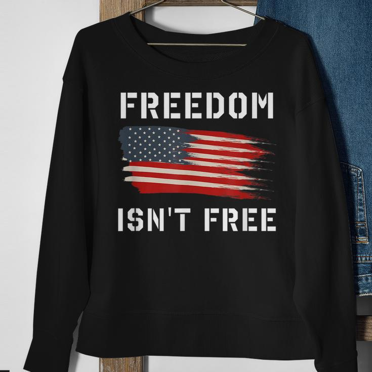 Freedom Isnt Free Veteran Patriotic American Flag Sweatshirt Gifts for Old Women