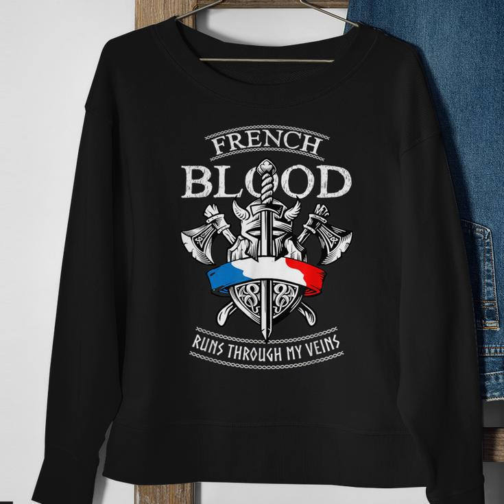 French Blood Runs Through My Veins French Viking Sweatshirt Gifts for Old Women