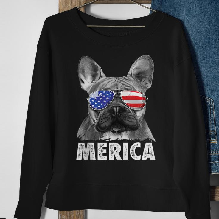 French Bulldog 4Th Of July Merica American Flag Sweatshirt Gifts for Old Women