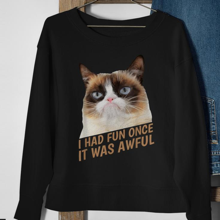 I Had Fun Once It Was Awful-Grumpy Cat-Face Sweatshirt Gifts for Old Women