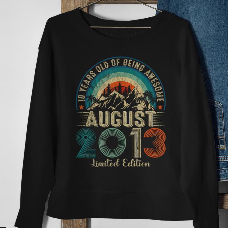 10 Year Old August 2013 Vintage 10Th Birthday Boy Sweatshirt Gifts for Old Women