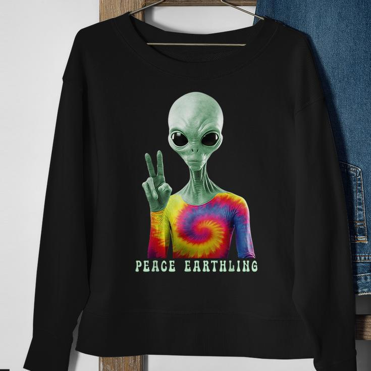 Funny Alien Peace Sign Tie Dye Peace Earthling Alien Funny Gifts Sweatshirt Gifts for Old Women