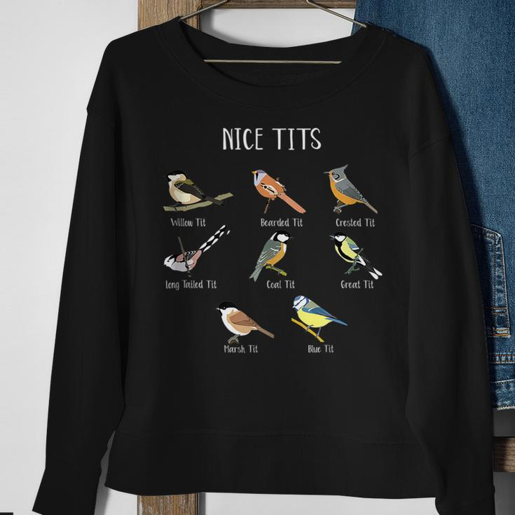 Funny Bird Watching Humor Collection Of Tits Nice Tit Birds Bird Watching Funny Gifts Sweatshirt Gifts for Old Women