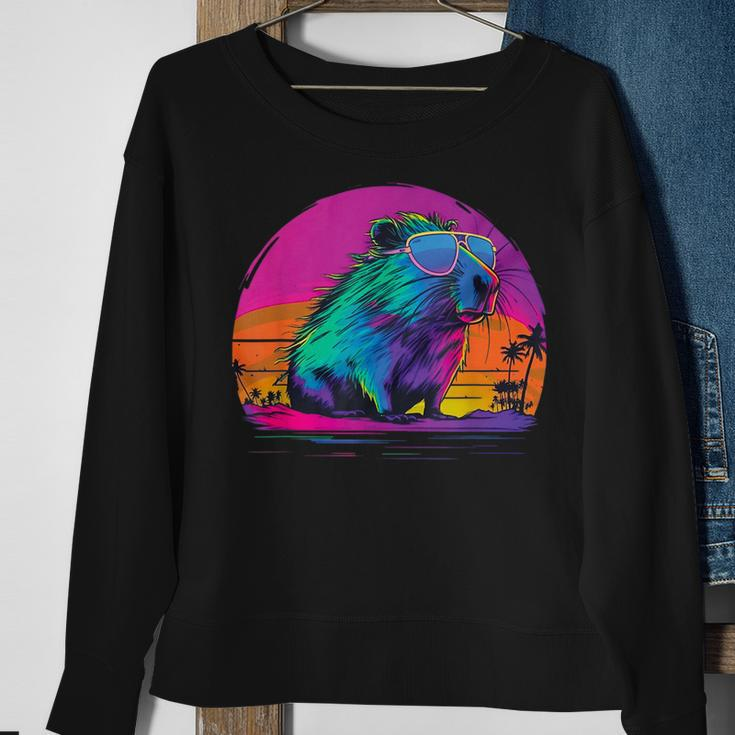 Funny Capybara Vintage Rodent Retro Vaporwave Aesthetic Goth Sweatshirt Gifts for Old Women