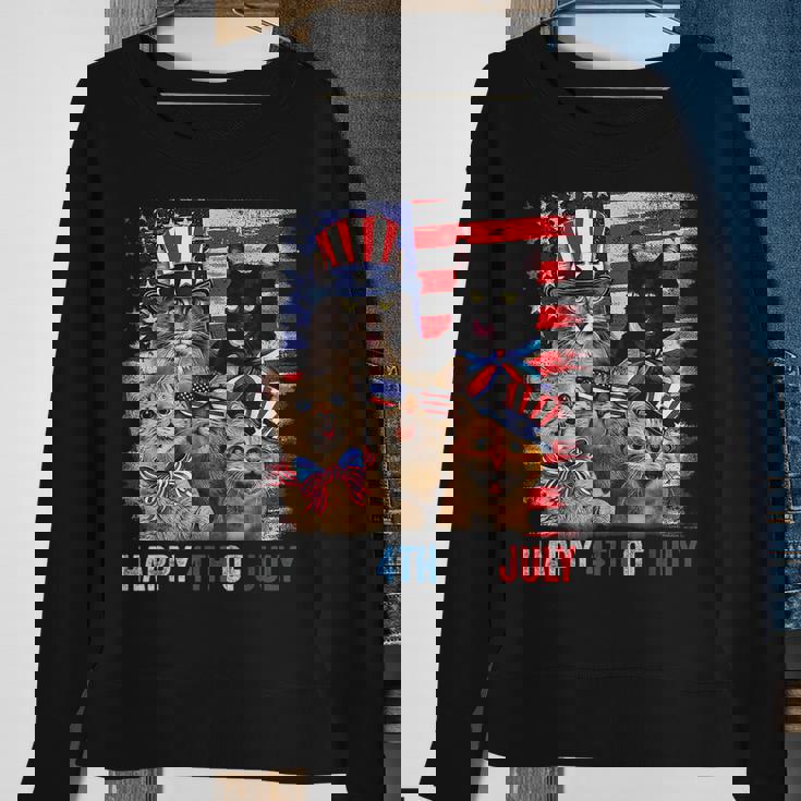 Funny Cats Happy 4Th Of July American Us Flag 4Th Of July Sweatshirt Gifts for Old Women