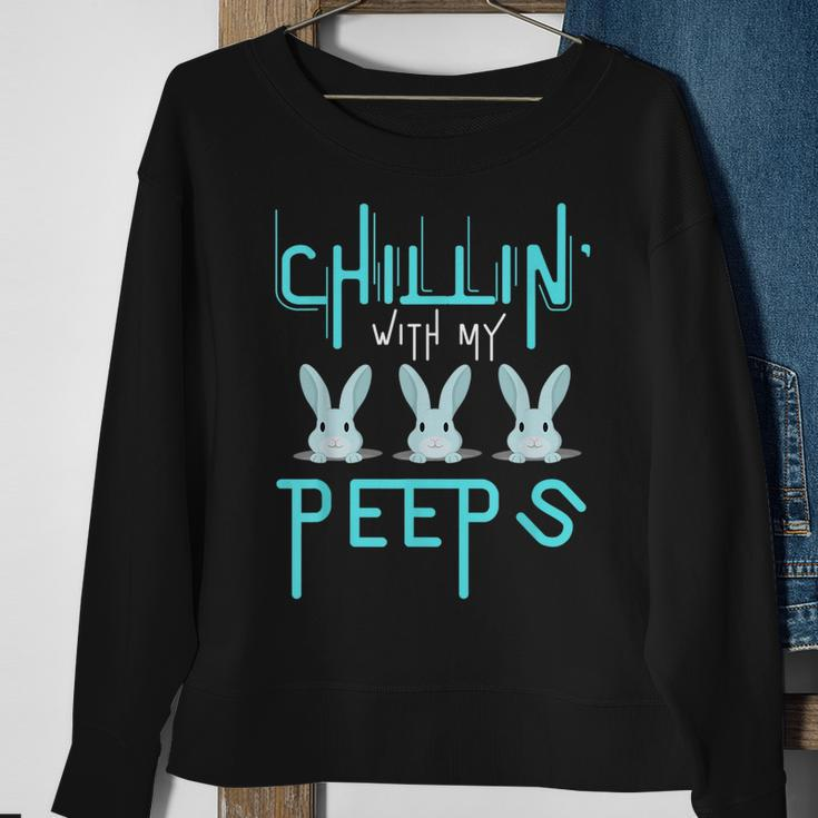 Funny Chillin With My Peeps Boys Men Easter Bunny Sweatshirt Gifts for Old Women