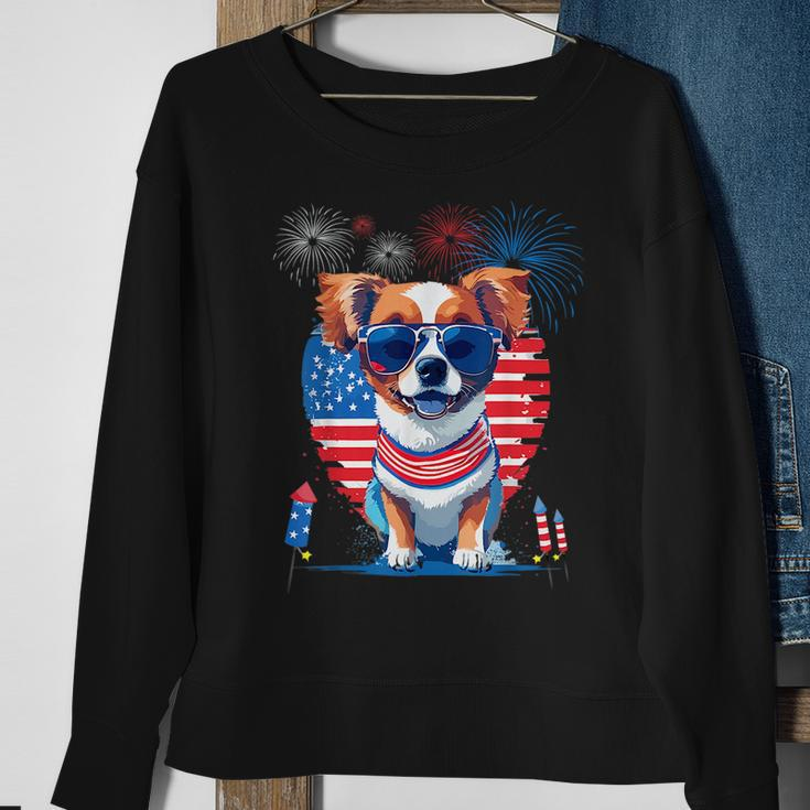 Funny Cute Puppy Dog Lover Celebrate 4Th Of July Dog Sweatshirt Gifts for Old Women