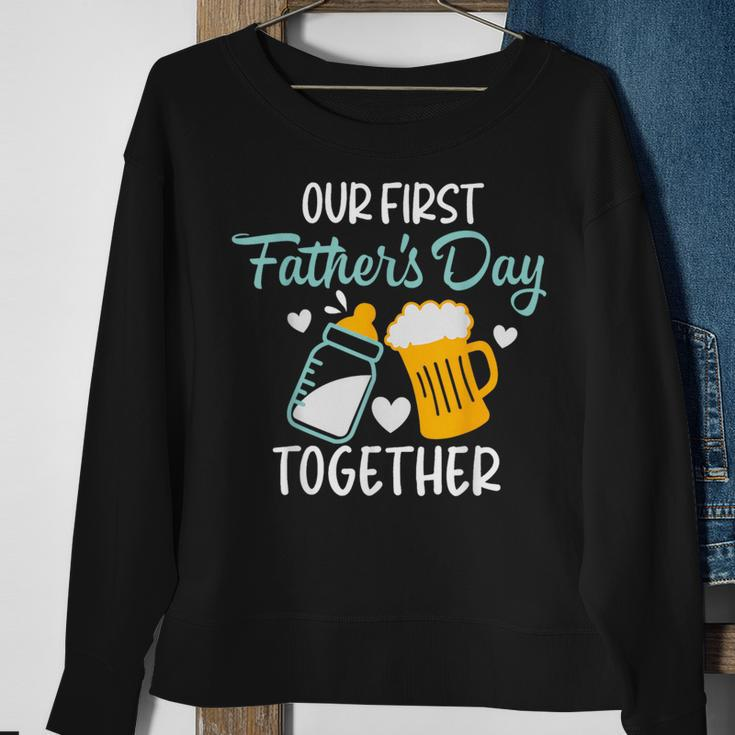 Funny Dad And Son Our First Fathers Day Together 2023 Baby Sweatshirt Gifts for Old Women