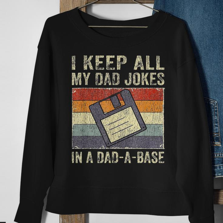 Funny Fathers Day Daddy Jokes In Dad-A-Base Vintage Retro Sweatshirt Gifts for Old Women