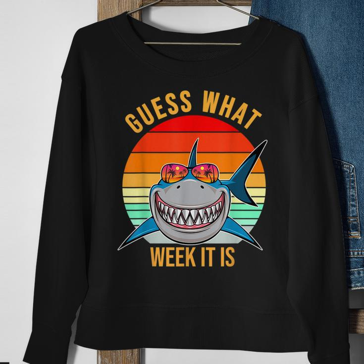 Funny Guess What Week It Is Shark Lover Ocean Animal Sweatshirt Gifts for Old Women