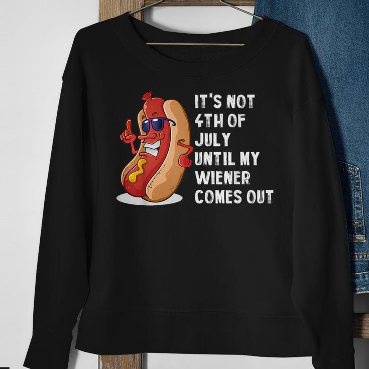 Funny Hotdog Its Not 4Th Of July Until My Wiener Comes Out Sweatshirt Gifts for Old Women
