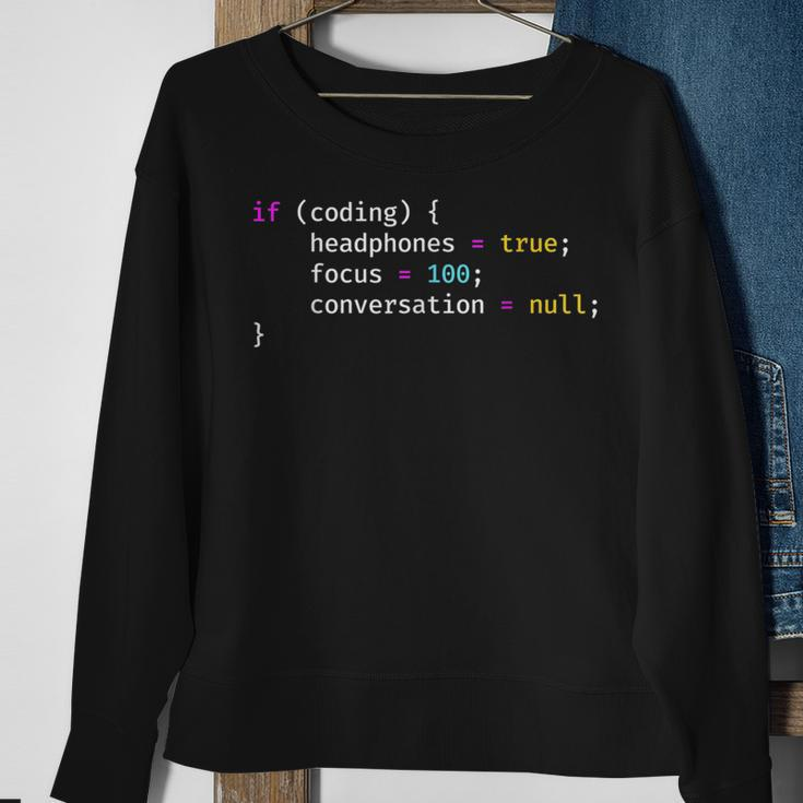 Funny Joke Programming If Coding Headphones Focus Sweatshirt Gifts for Old Women