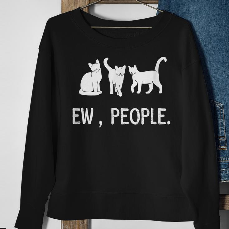 Funny Meow Kitty Black Cat Funny Ew People Meowy Cat Lovers Sweatshirt Gifts for Old Women