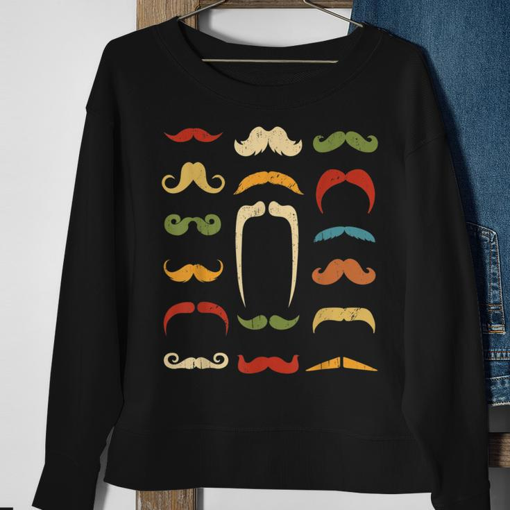 Funny Mustache Styles | Vintage Retro Hipster Mustache Sweatshirt Gifts for Old Women