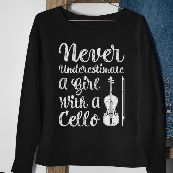 Funny Never Underestimate A Girl And Her Cello Sweatshirt Gifts for Old Women