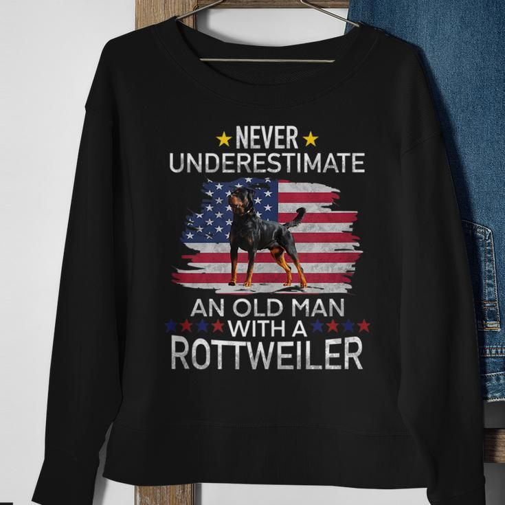 Funny Never Underestimate An Old Man With A Rottweiler Sweatshirt Gifts for Old Women