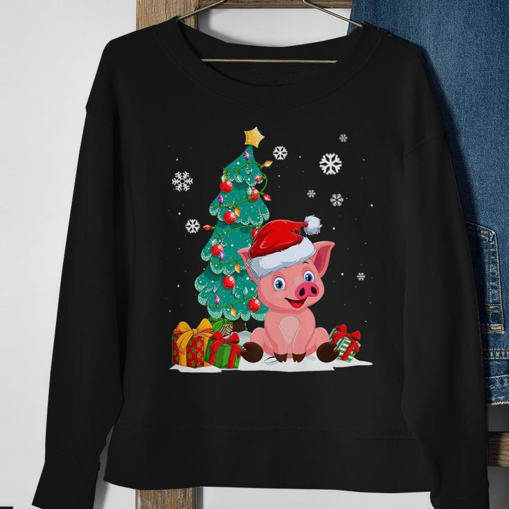 Pig Lovers Cute Pig Santa Hat Ugly Christmas Sweater Sweatshirt Gifts for Old Women