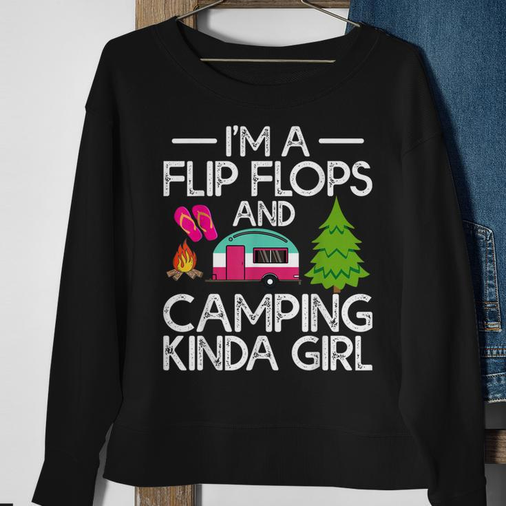 Funny Rv Camper Im A Flip Flops And Camping Kinda Girl Sweatshirt Gifts for Old Women