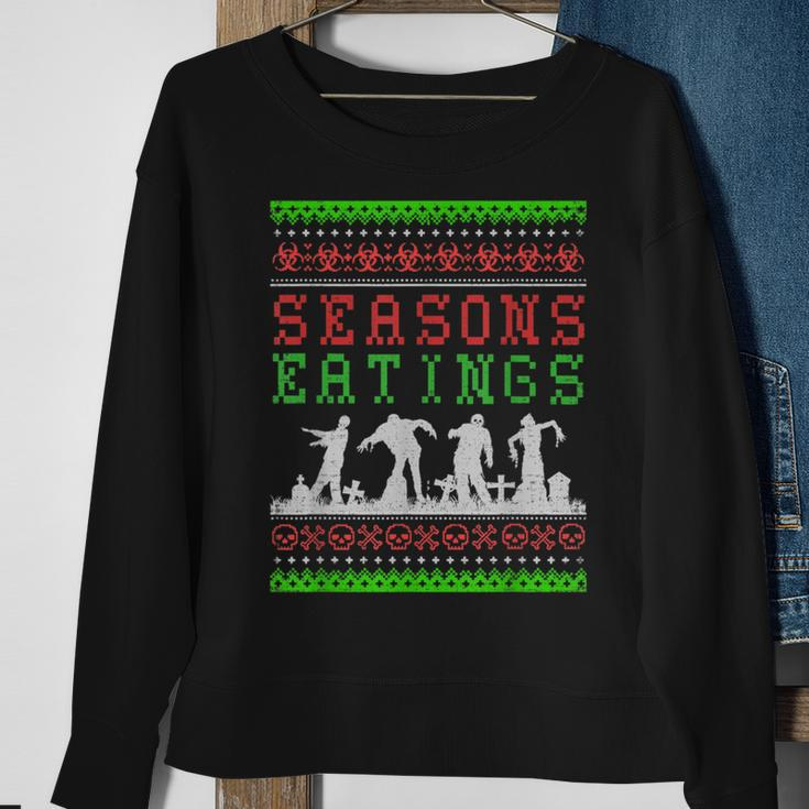 Seasons Eatings Zombie Ugly Christmas Sweater Sweatshirt Gifts for Old Women