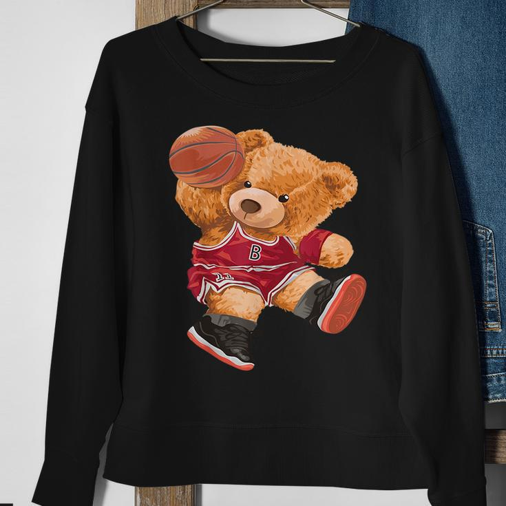Funny Teddy Bear Basketball Slam Dunk Sport Cute Cartoon Teddy Bear Funny Gifts Sweatshirt Gifts for Old Women