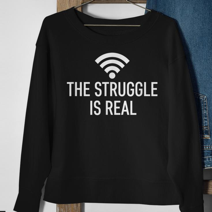 Funny The Struggle Is Real Computer Gamer Nerd Sweatshirt Gifts for Old Women