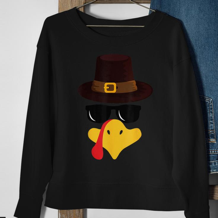 Turkey Face Matching Family Thanksgiving Pilgrim Party Sweatshirt Gifts for Old Women