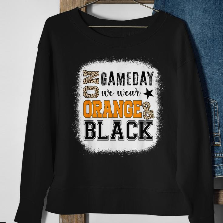 On Gameday Football We Wear Orange And Black Leopard Print Sweatshirt Gifts for Old Women