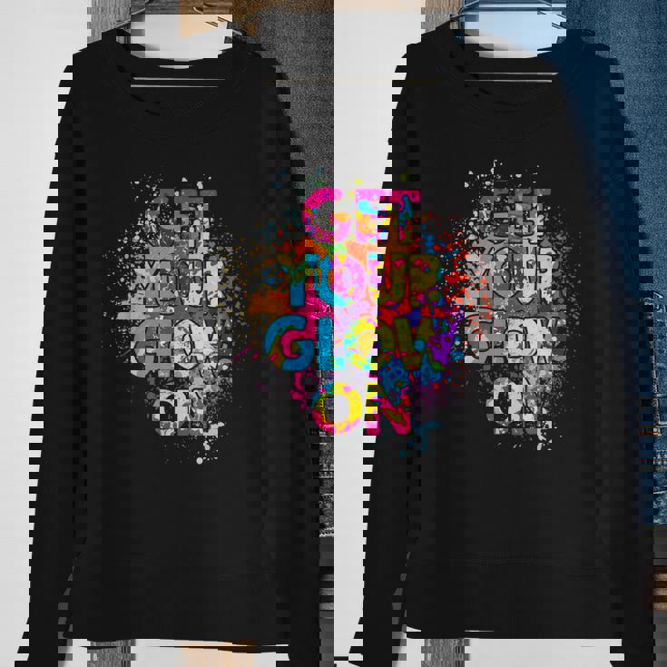 Get Your Glow On Party 80S 90S Retro Colors Glow Squad Party Sweatshirt Gifts for Old Women