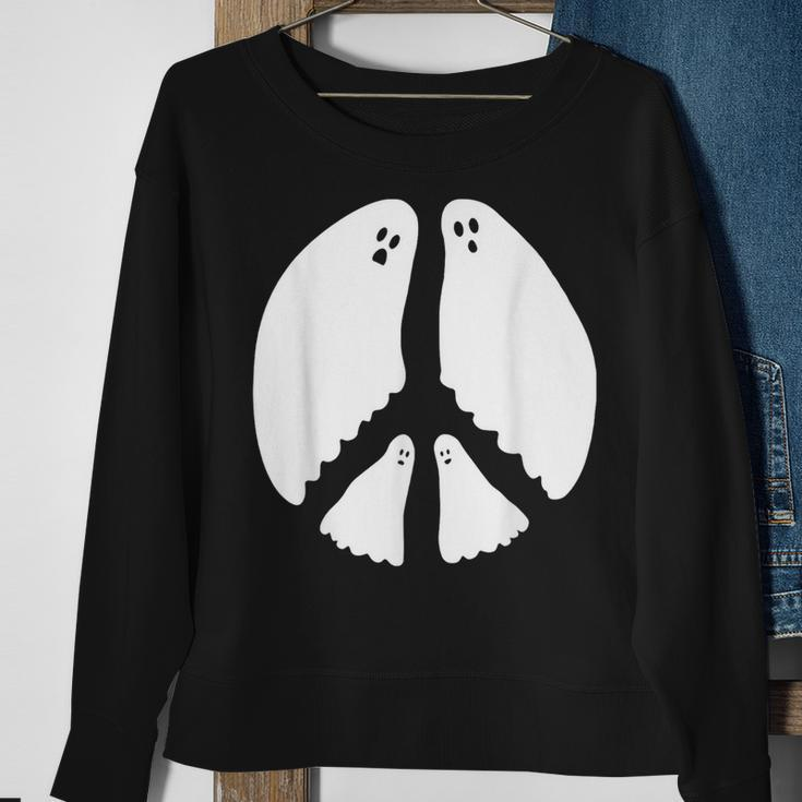 Ghost Peace Sign Sweatshirt Gifts for Old Women