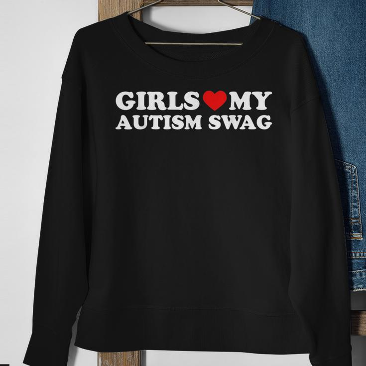 Girls Love My Autism Swag Funny Autistic Boy Gifts Awareness Sweatshirt Gifts for Old Women